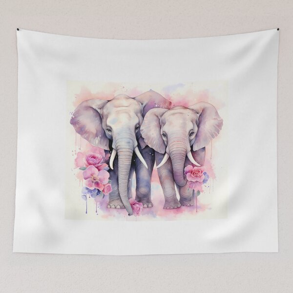Item preview, Elephant Couple with Pink Roses designed and sold by OneFineGem.