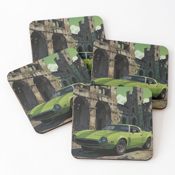 Item preview, Lime green car in the ruins of a castle designed and sold by JohnChocolate.