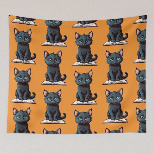 Item preview, Black cat laying on book  designed and sold by Robertworkshop.