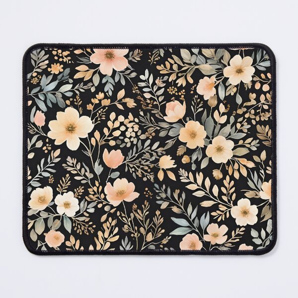 Item preview, Beautiful Floral Pastel Pattern on Black Background designed and sold by Ninjakandy.