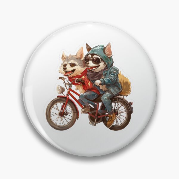 Item preview, Playful wolf and chihuahua cycling on one bike in a Muppet Show-inspired scene full of joy and color designed and sold by tjnextgen99.