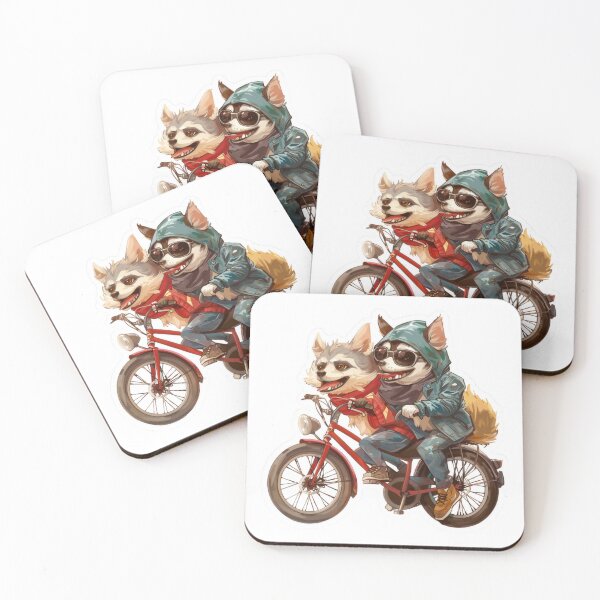 Item preview, Playful wolf and chihuahua cycling on one bike in a Muppet Show-inspired scene full of joy and color designed and sold by tjnextgen99.
