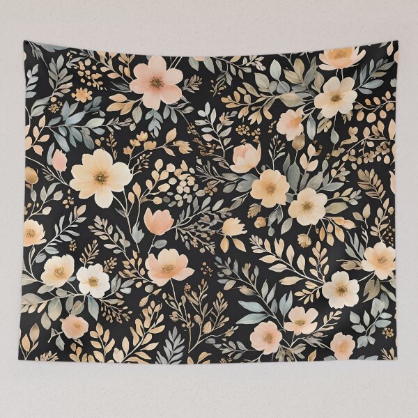 Item preview, Beautiful Floral Pastel Pattern on Black Background designed and sold by Ninjakandy.