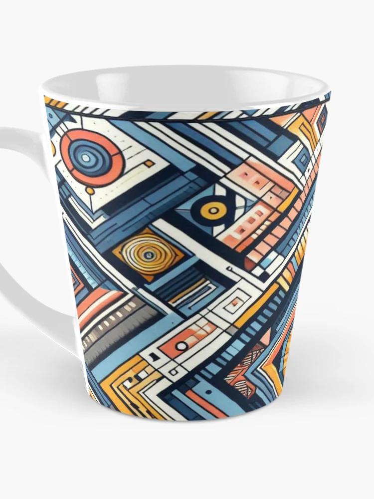 Thumbnail 3 of 4, Coffee Mug, Rectangular Futuristic Pattern designed and sold by AIrtisticPrints.