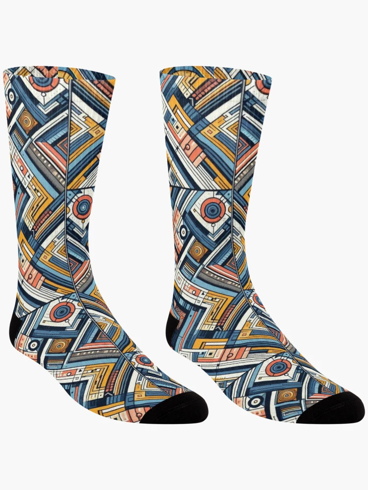 Thumbnail 3 of 5, Socks, Rectangular Futuristic Pattern designed and sold by AIrtisticPrints.