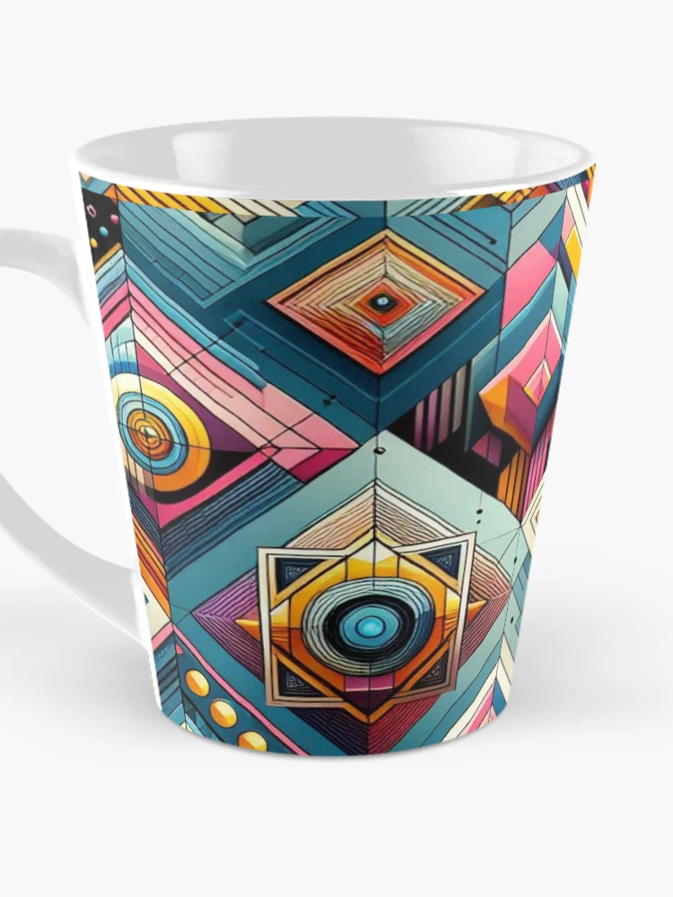 Thumbnail 3 of 4, Coffee Mug, Rectangular Futuristic Pattern designed and sold by AIrtisticPrints.