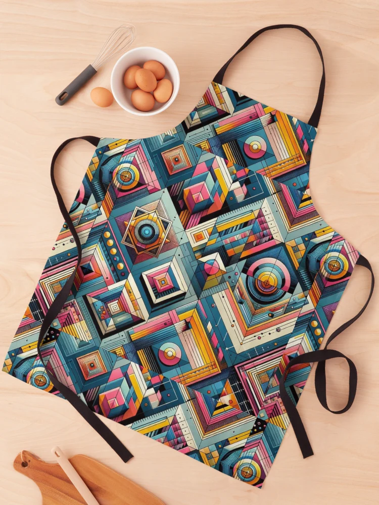 Thumbnail 1 of 6, Apron, Rectangular Futuristic Pattern designed and sold by AIrtisticPrints.