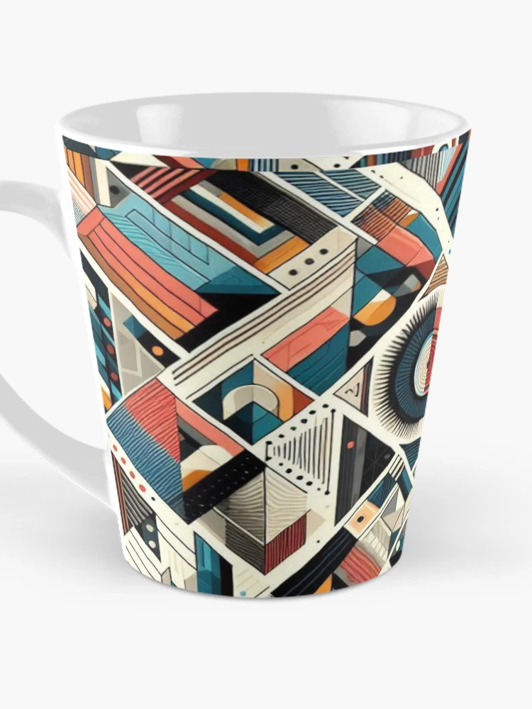 Thumbnail 3 of 4, Coffee Mug, Rectangular Futuristic Pattern designed and sold by AIrtisticPrints.