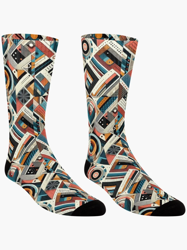 Thumbnail 3 of 5, Socks, Rectangular Futuristic Pattern designed and sold by AIrtisticPrints.