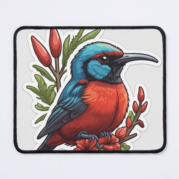 Item preview, Scarlet Stuffed Sunbird Sticker with Flowers designed and sold by laguitan10.