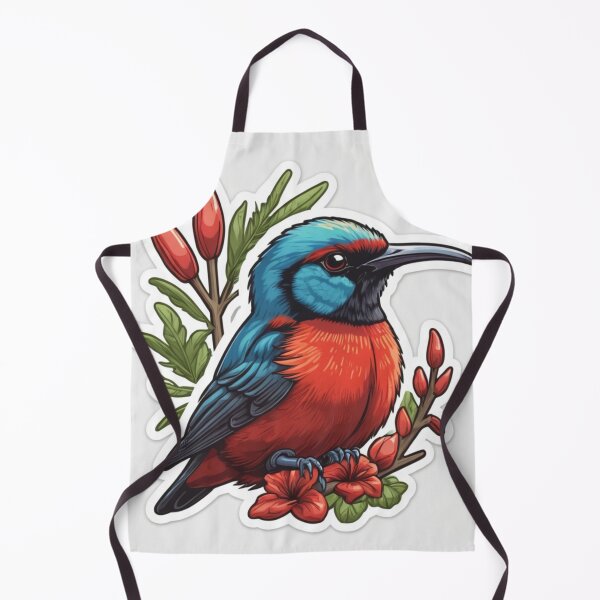 Item preview, Scarlet Stuffed Sunbird Sticker with Flowers designed and sold by laguitan10.