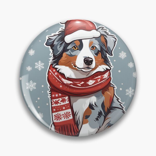Item preview, Festive Blue Merle Aussie: Christmas Hat and Scarf designed and sold by GoodyPaws.