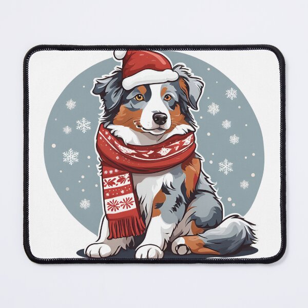 Item preview, Festive Blue Merle Aussie: Christmas Hat and Scarf designed and sold by GoodyPaws.