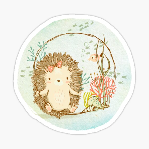 Item preview, Watercolor Hedgehog Andie's Marine adventure designed and sold by heiLUNA.
