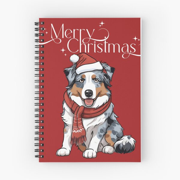 Artikelvorschau, Festlicher Blue Merle Aussie: Weihnachtsmütze und Schal entworfen und verkauft von GoodyPaws.