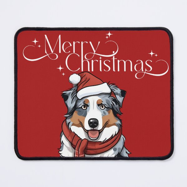 Item preview,  Festive Blue Merle Aussie: Christmas Hat and Scarf designed and sold by GoodyPaws.