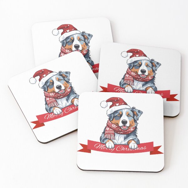 Item preview, Festive Blue Merle Aussie: Christmas Hat and Scarf designed and sold by GoodyPaws.