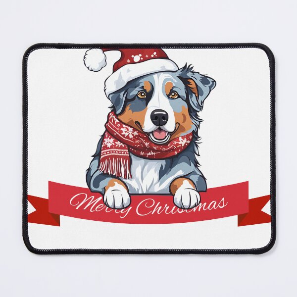 Item preview, Festive Blue Merle Aussie: Christmas Hat and Scarf designed and sold by GoodyPaws.
