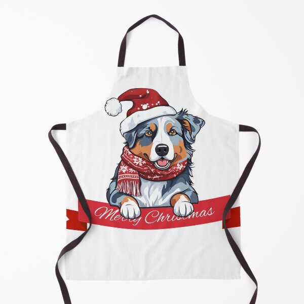 Item preview, Festive Blue Merle Aussie: Christmas Hat and Scarf designed and sold by GoodyPaws.