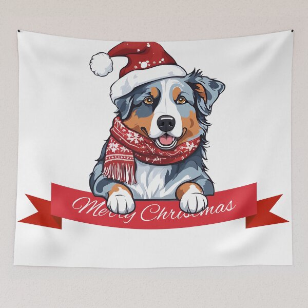 Item preview, Festive Blue Merle Aussie: Christmas Hat and Scarf designed and sold by GoodyPaws.