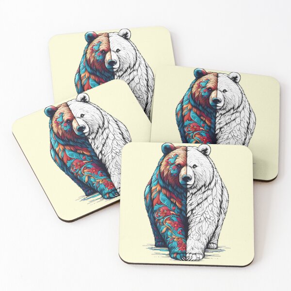 Item preview, Bear, Unique Half Line Art, Half Colorful Design with Striking Contrast designed and sold by beyazart.