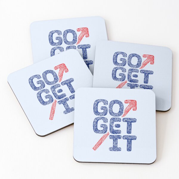 Item preview, Go Get It hand writing font message for cheering up and motivation Blue and Red designed and sold by Wiggly Lines.