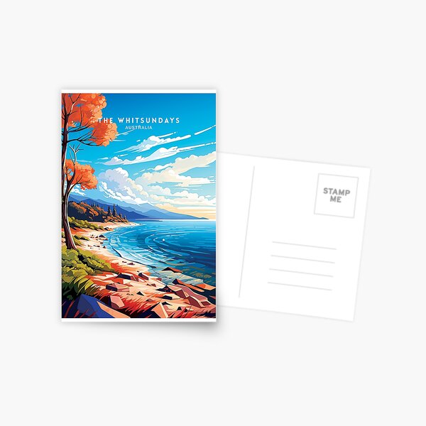 Item preview, The Whitsundays Australia Tropical Bliss Travel Poster Illustration designed and sold by NeuralVibe.