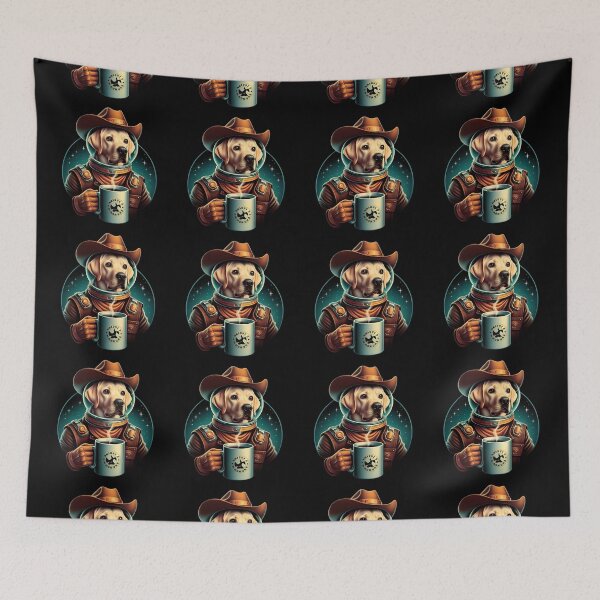 Artikelvorschau, Cowboy Labrador Retriever Hund lustige Vintage T-shirts entworfen und verkauft von PAVOXAR.