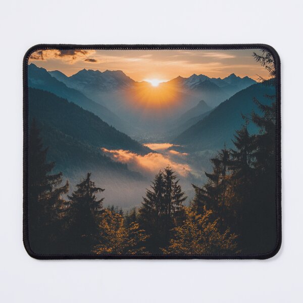 Item preview, Sunrise Mountains Valley Landscape designed and sold by NicolasGlowArt.