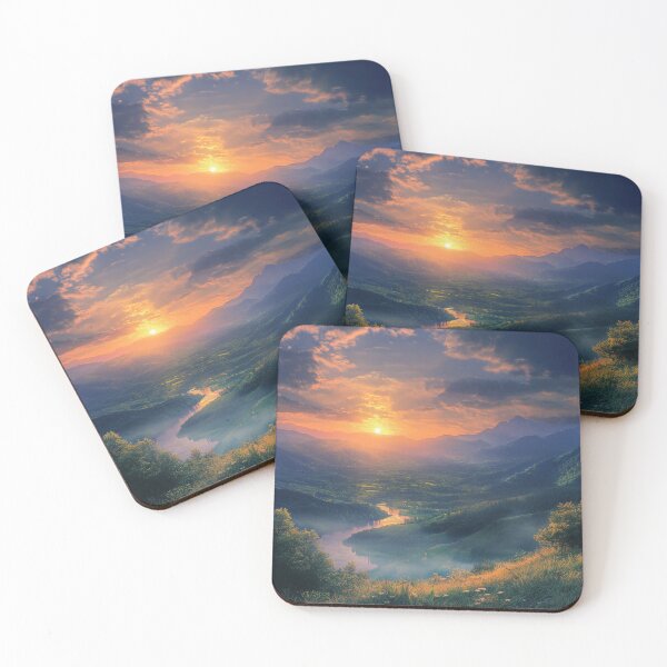 Item preview, mountains Sunset Lnadscape, Nature Wall Art designed and sold by NicolasGlowArt.