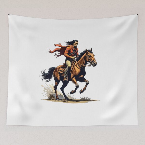 Item preview, Man Riding Horse With Scarf designed and sold by artwaves.
