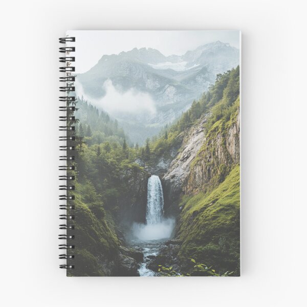 Item preview, Mountains And Waterfall Landscape, Nature Wall Art designed and sold by NicolasGlowArt.