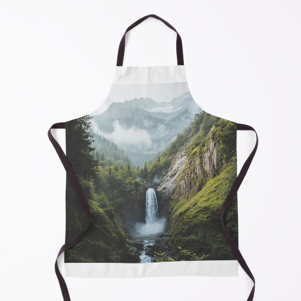 Item preview, Mountains And Waterfall Landscape, Nature Wall Art designed and sold by NicolasGlowArt.