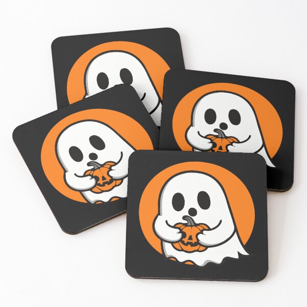 Item preview,  Halloween Ghost with Pumpkin | Spooky Cute Black designed and sold by ArtCornerStudio.