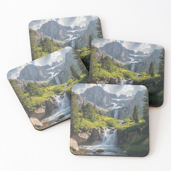 Item preview, Waterfall View and Mountains, Nature Wall Art designed and sold by NicolasGlowArt.