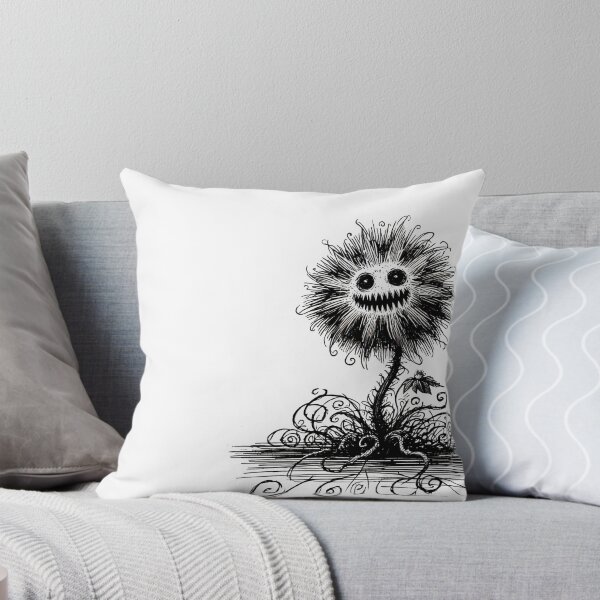 Item preview, Black and White Scruffy Flower Monster - Quirky Creature designed and sold by Blink Art Studio.
