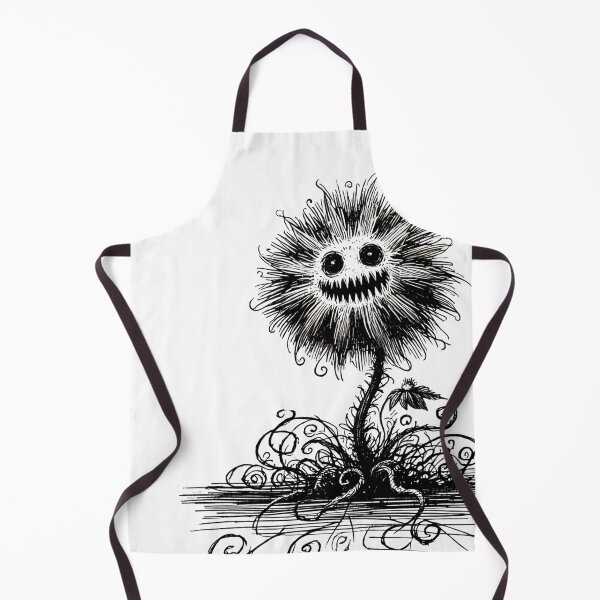 Item preview, Black and White Scruffy Flower Monster - Quirky Creature designed and sold by Blink Art Studio.
