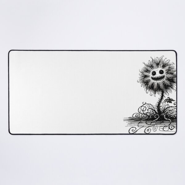Item preview, Black and White Scruffy Flower Monster - Quirky Creature designed and sold by Blink Art Studio.