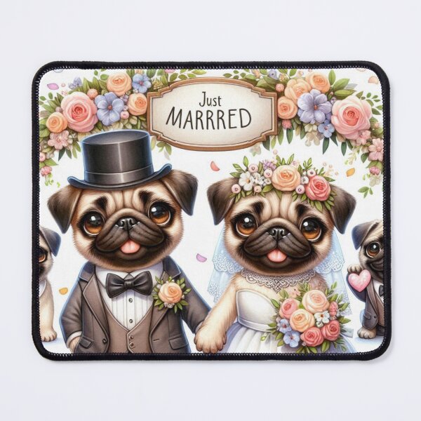 Item preview, Just Married Adorable Pug Dog Couple designed and sold by Wags & Tails.