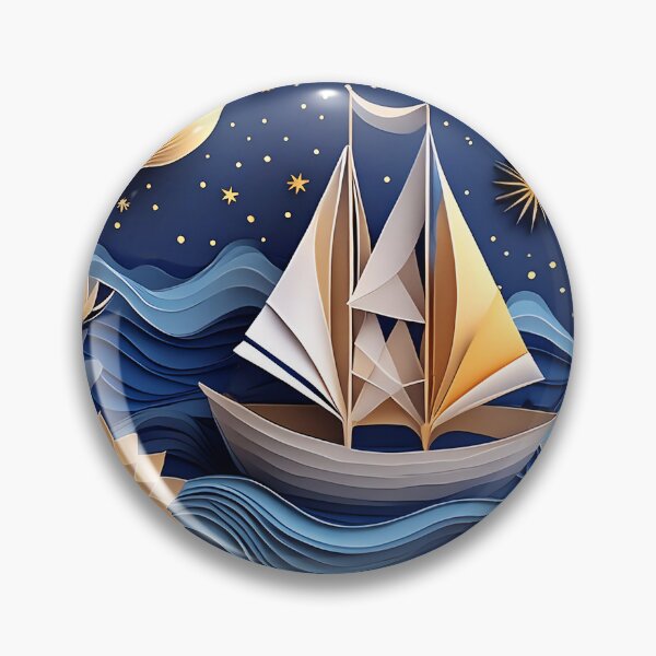 Item preview, Sailing boat in layered paper effect designed and sold by ImageMagic2024.