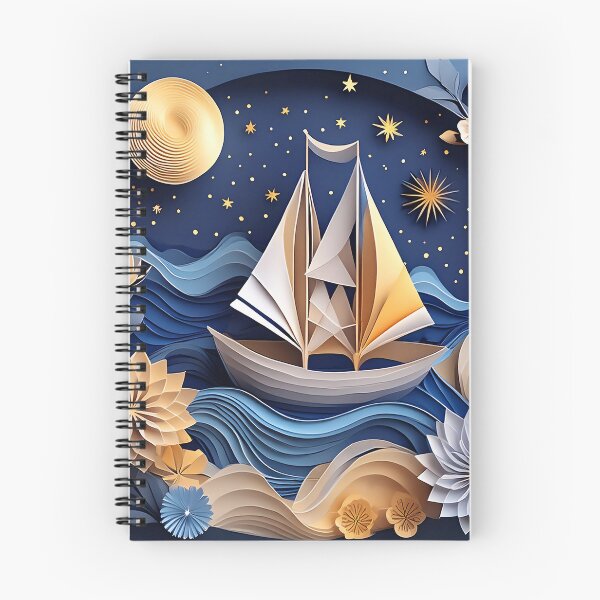 Item preview, Sailing boat in layered paper effect designed and sold by ImageMagic2024.