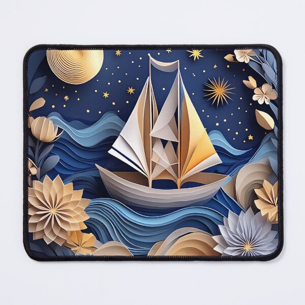 Item preview, Sailing boat in layered paper effect designed and sold by ImageMagic2024.