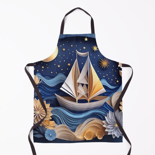 Item preview, Sailing boat in layered paper effect designed and sold by ImageMagic2024.