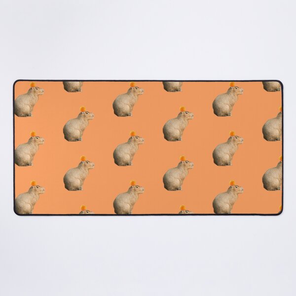 Item preview, Capybara with Orange on Head Orange Background designed and sold by GeekyGirlsGarb.