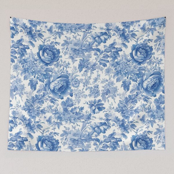 Item preview,  French Country Blue Floral Toile  designed and sold by Tamas Das.
