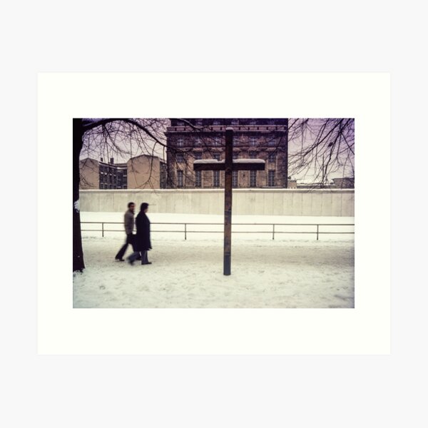 Berlin Wall and cross 1981 Art Print