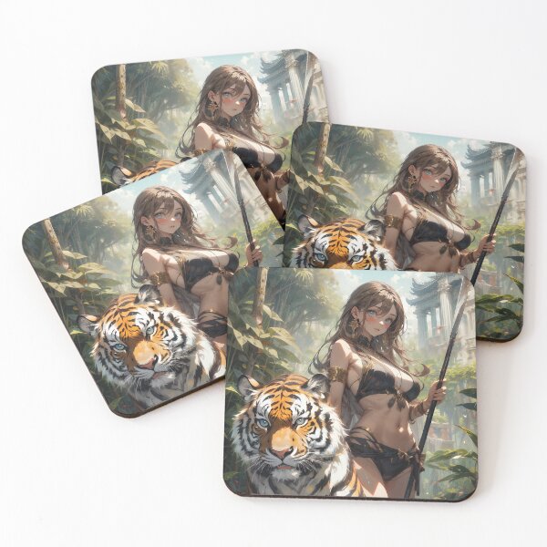 Item preview, Anime teen girl with tiger in forest art designed and sold by TheArtistOf2022.