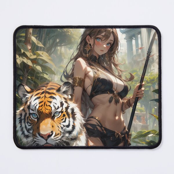 Item preview, Anime teen girl with tiger in forest art designed and sold by TheArtistOf2022.