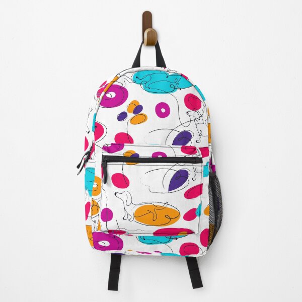 Item preview, Abstract colorful print with lines, spots and dogs designed and sold by FleurDesign.