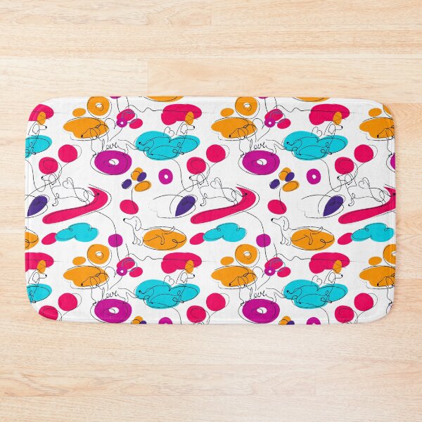 Item preview, Abstract colorful print with lines, spots and dogs designed and sold by FleurDesign.